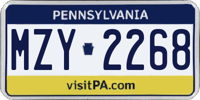 PA license plate MZY2268