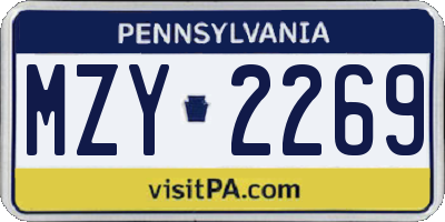 PA license plate MZY2269
