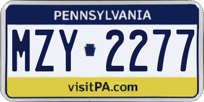 PA license plate MZY2277