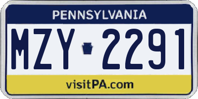 PA license plate MZY2291
