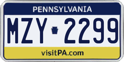 PA license plate MZY2299