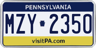 PA license plate MZY2350