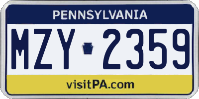 PA license plate MZY2359