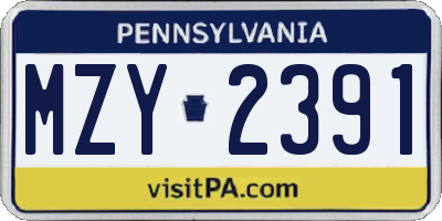 PA license plate MZY2391