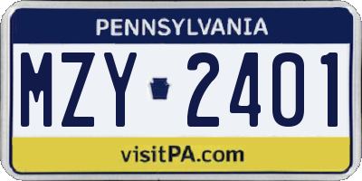 PA license plate MZY2401