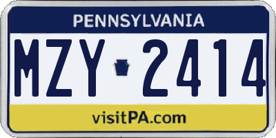 PA license plate MZY2414