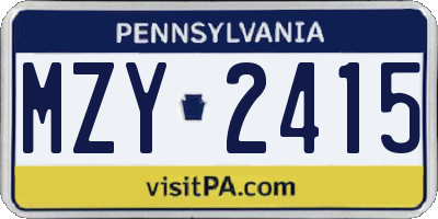 PA license plate MZY2415