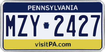 PA license plate MZY2427