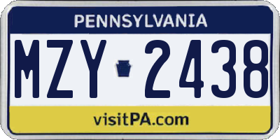 PA license plate MZY2438