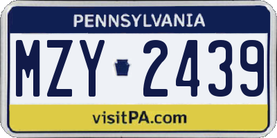 PA license plate MZY2439