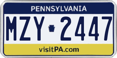 PA license plate MZY2447