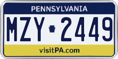 PA license plate MZY2449