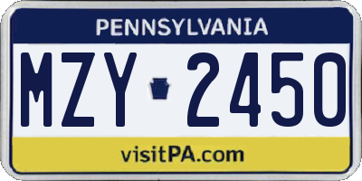 PA license plate MZY2450
