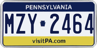 PA license plate MZY2464