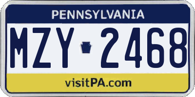 PA license plate MZY2468