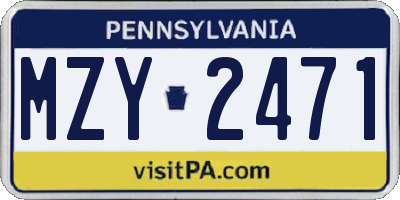 PA license plate MZY2471