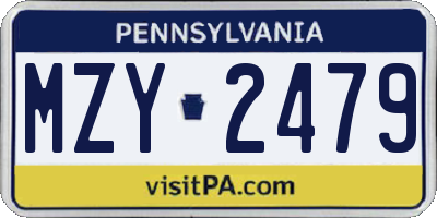 PA license plate MZY2479
