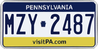 PA license plate MZY2487