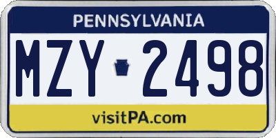 PA license plate MZY2498