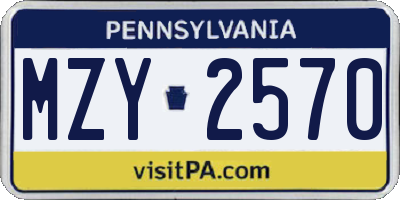 PA license plate MZY2570