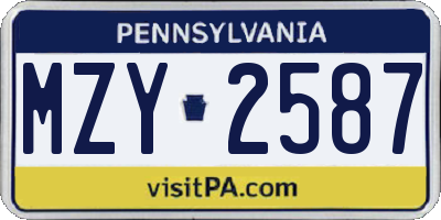 PA license plate MZY2587