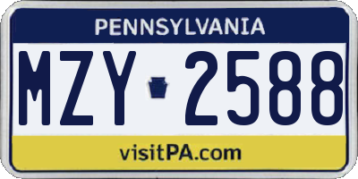 PA license plate MZY2588