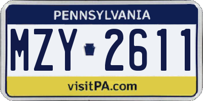 PA license plate MZY2611