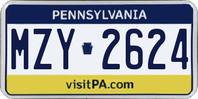 PA license plate MZY2624