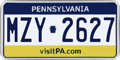 PA license plate MZY2627