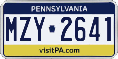 PA license plate MZY2641
