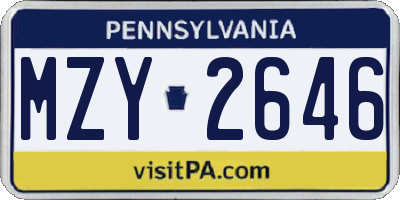 PA license plate MZY2646