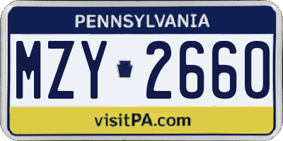 PA license plate MZY2660