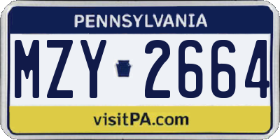 PA license plate MZY2664