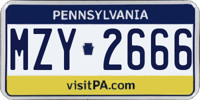 PA license plate MZY2666
