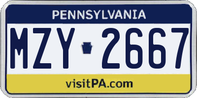 PA license plate MZY2667