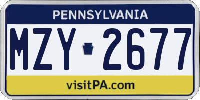 PA license plate MZY2677