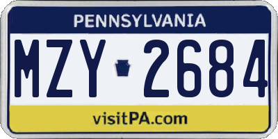 PA license plate MZY2684
