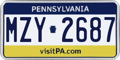 PA license plate MZY2687