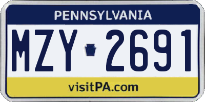 PA license plate MZY2691
