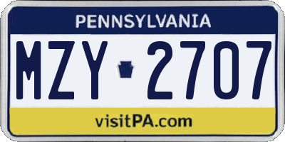 PA license plate MZY2707