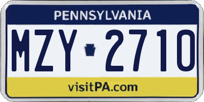 PA license plate MZY2710