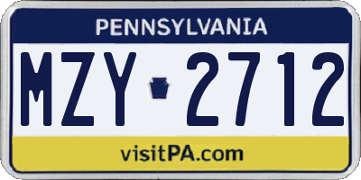 PA license plate MZY2712