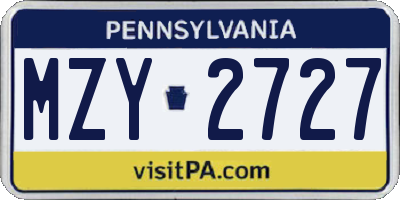 PA license plate MZY2727