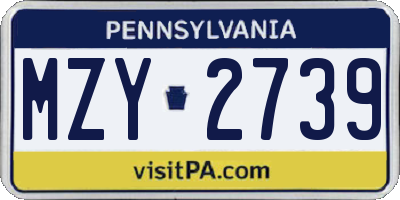 PA license plate MZY2739