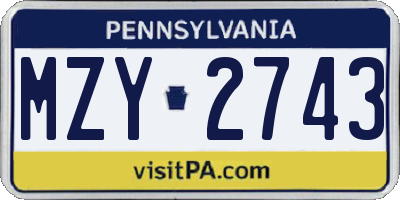 PA license plate MZY2743