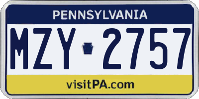 PA license plate MZY2757