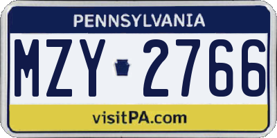 PA license plate MZY2766