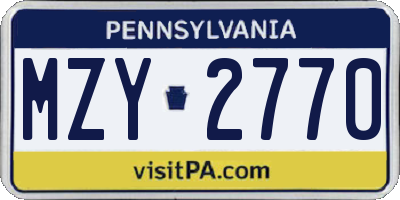 PA license plate MZY2770