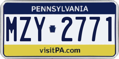 PA license plate MZY2771