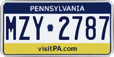 PA license plate MZY2787